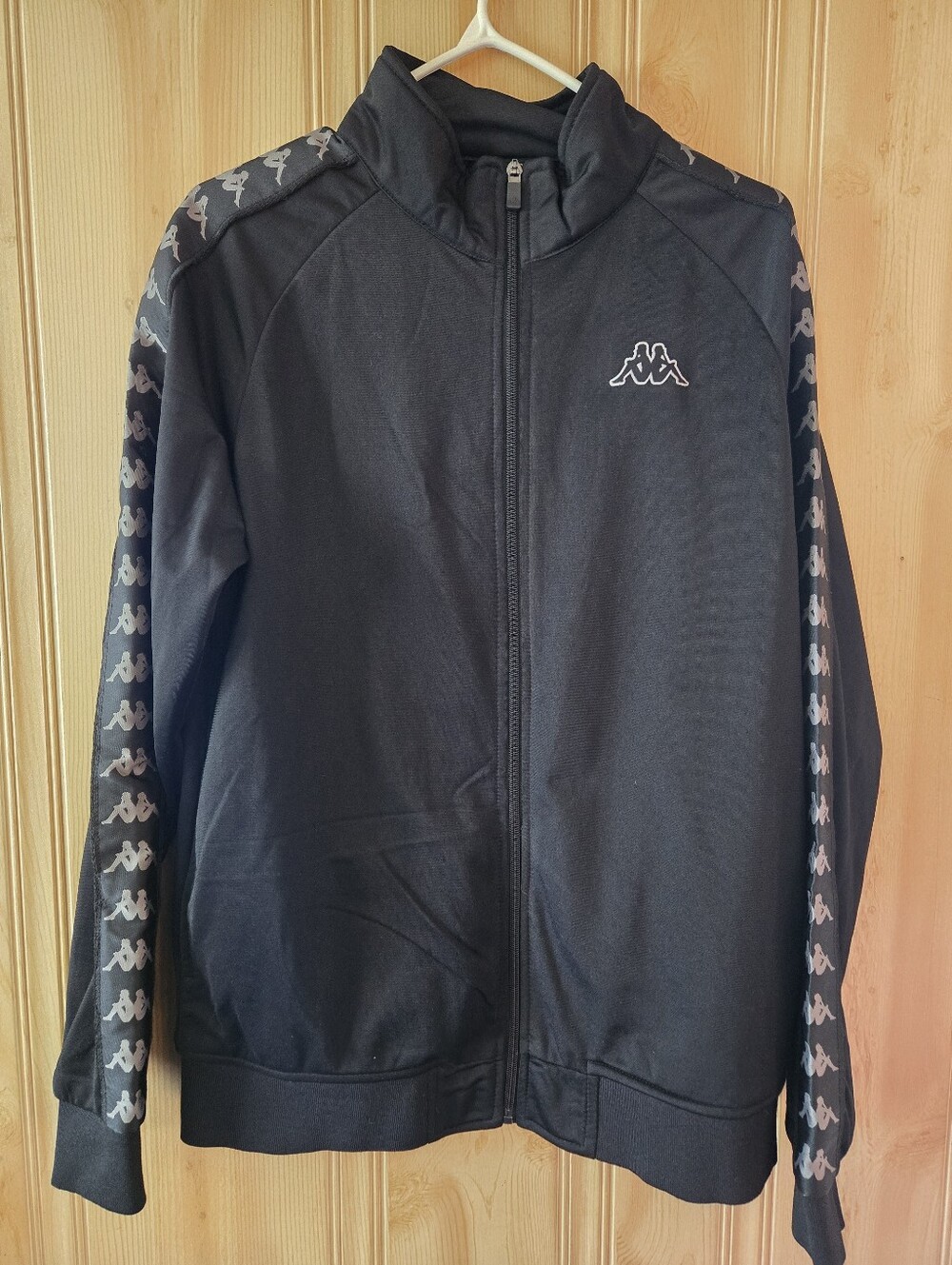 Kappa Men's Black Track Jacket with Signature Logo Tape MENS L